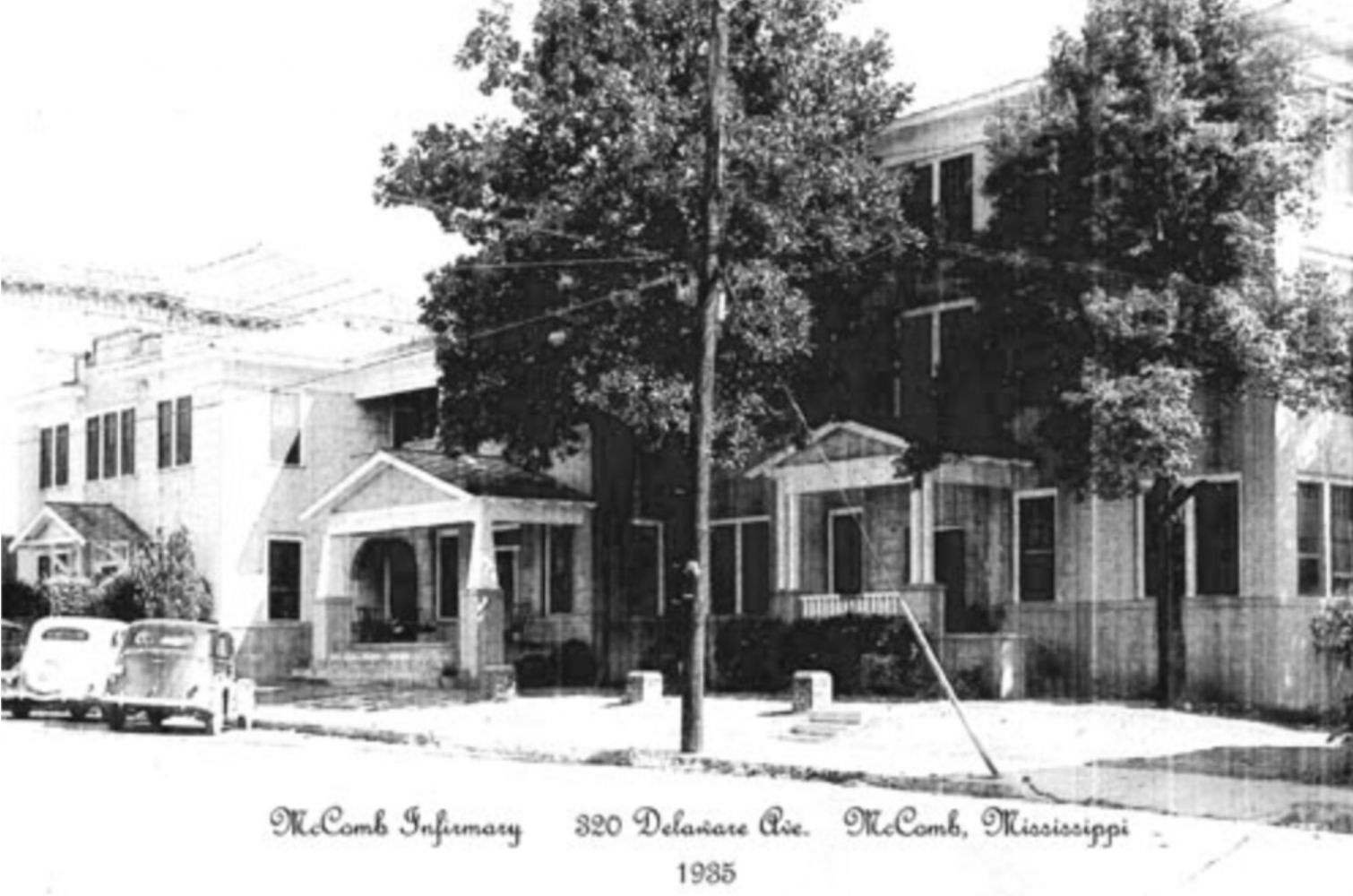 Old black and white image of the building